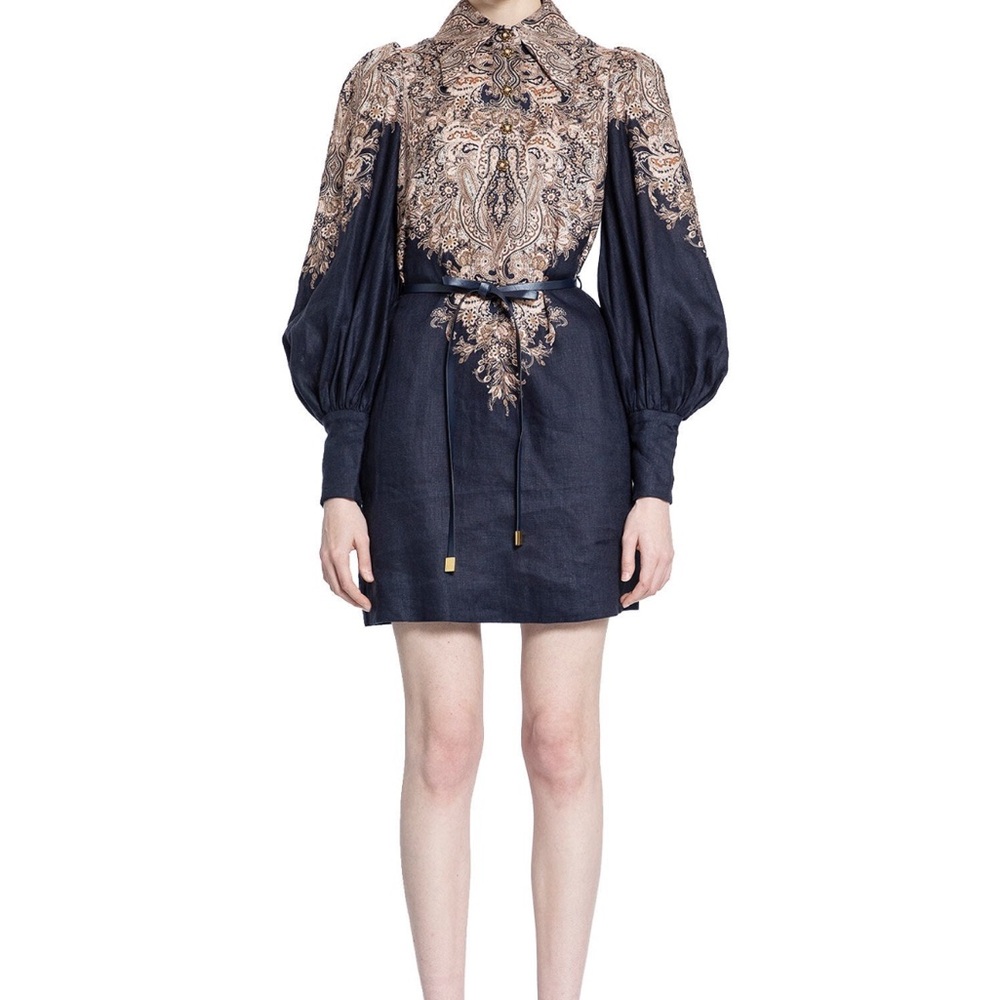 ZIMMERMANN Natura Paisley Linen Tunic Mini Dress
